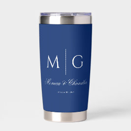 Stylish Monogram With Couple Name Navy Geïsoleerde Drinkbeker