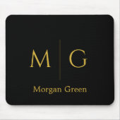 Stylish Monogram with Name Design Black Muismat (Voorkant)