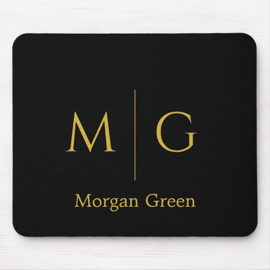 Stylish Monogram with Name Design Black Muismat (Voorkant)