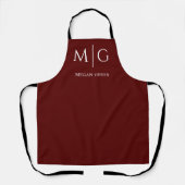 Stylish Monogram With Name Personalized Maroon Schort (Voorkant)