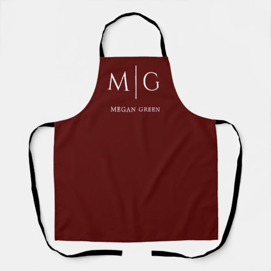Stylish Monogram With Name Personalized Maroon Schort (Voorkant)
