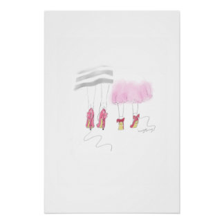Stylish Mother and Daughter Watercolor Art Perfect Poster