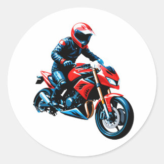 Stylish Motorcycle Rider Ronde Sticker
