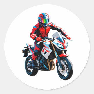 Stylish Motorcycle Rider Ronde Sticker