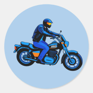 Stylish Motorcycle Rider Ronde Sticker