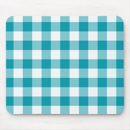 Stylish Mousepad, Blauwgroen Check Gingham Muismat (Voorkant)