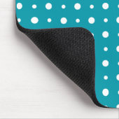 Stylish Mousepad, White Polka Dots, Blauwgroen Muismat (Hoek)