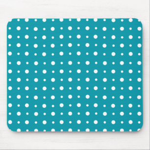 Stylish Mousepad, White Polka Dots, Blauwgroen Muismat