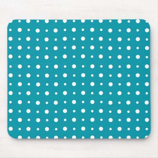 Stylish Mousepad, White Polka Dots, Blauwgroen Muismat (Voorkant)
