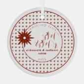 Stylish Mr & Mrs First Kerstmis | Rode sneeuwvlok Glas Ornament (Achterkant)