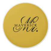 Stylish Mr. & Name Text Stylish Keramische Knop (Voorkant)