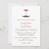 Stylish Mustache and Lips Wedding Kaart (Voorkant)