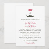 Stylish Mustache and Lips Wedding Kaart (Voorkant / Achterkant)