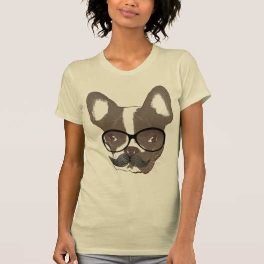 Stylish Mustache French Bulldog T-shirt (Voorkant)