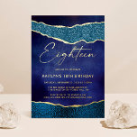 Stylish Navy Blue Geoed Agate 18th Birthday Real Folie Uitnodiging<br><div class="desc">Geniet in stijl met deze elegante en zeer trendy echte folie drukte op 18e verjaardag uitnodigingen. Het ontwerp is gemakkelijk te personaliseren met uw speciale gebeurtenisformulering en uw gasten zullen enthousiast zijn wanneer zij deze geweldige uitnodigingen ontvangen.</div>