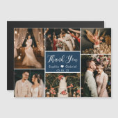 Stylish Navy Photo Collage Wedding Bedankt (Voorkant / Achterkant)