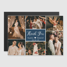 Stylish Navy Photo Collage Wedding Bedankt