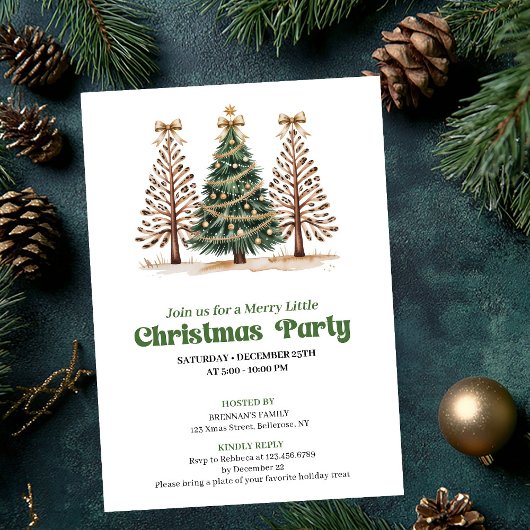 Stylish neutral leopard Christmas tree invitation Kaart