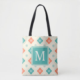 Stylish Nordic Pattern Monogram Initiaal Tote Bag