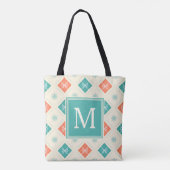 Stylish Nordic Pattern Monogram Initiaal Tote Bag (Achterkant)