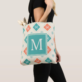 Stylish Nordic Pattern Monogram Initiaal Tote Bag
