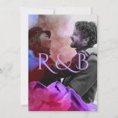 Stylish Ombre Mountains Overlay Photo Wedding Kaart (Voorkant)