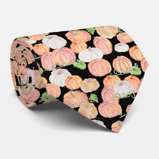 Stylish orange and black pumpkins pattern stropdas (Opgerold)