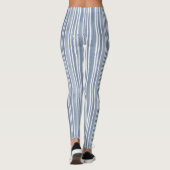 Stylish Pale Blue Striped Watercolor Daisy  Leggings (Achterkant)