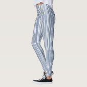 Stylish Pale Blue Striped Watercolor Daisy  Leggings (Links)