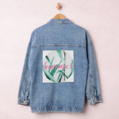 Stylish Pale Green Plant Summer Vibes Denim Jacket (Hangar)