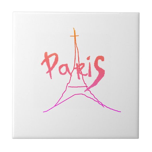 Stylish Paris Eifel Tower Drawing Sketch Tegeltje (Voorkant)