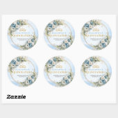 Stylish Pastel Blue Gold Eucalyptus Quinceañera   Ronde Sticker (Vel)