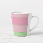 Stylish Pastel Pink and Green Striped Latte Mok (Rechts)