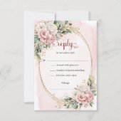 Stylish Pastel Pink Rose Gold Wedding RSVP Card (Voorkant)