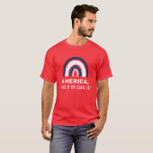 Stylish Patriotic American Rainbow USA, 4 juli T-shirt (Voorkant volledig)