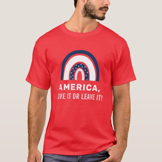 Stylish Patriotic American Rainbow USA, 4 juli T-shirt (Voorkant)