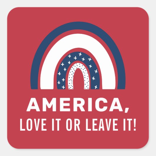 Stylish Patriotic American Rainbow USA, 4 juli Vierkante Sticker (Voorkant)