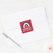 Stylish Patriotic American Rainbow USA, 4 juli Vierkante Sticker (Envelop)