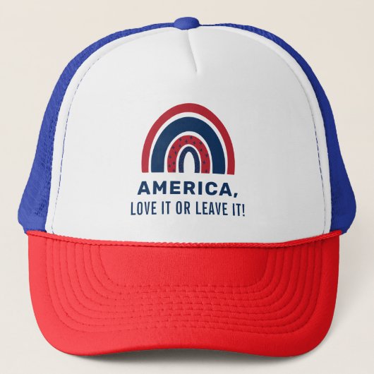 Stylish Patriotic USA American Rainbow 4 juli Trucker Pet (Voorkant)