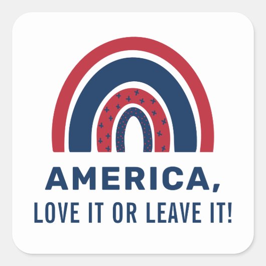 Stylish Patriotic USA American Rainbow 4 juli Vierkante Sticker (Voorkant)
