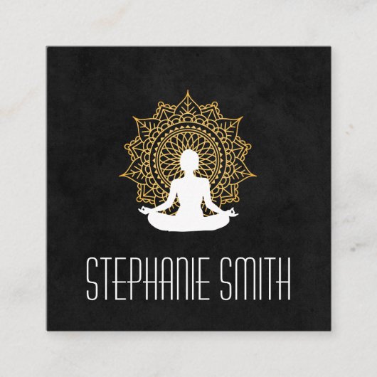 Stylish Pattern Yoga Meditation Vierkante Visitekaartje (Voorkant)