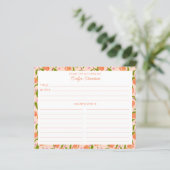 Stylish Peach Fruit Botanical Cute Recipe Card (Staand voorkant)