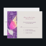 Stylish Peacock Charm Wedding RSVP Kaart<br><div class="desc">Prachtige pauw-veersilhouettes getextureerde achtergrond in tinten van paars en ivoor, ontworpen op aangepaste RSVP-kaarten voor bruiloft. Zeer modern, uniek en stijlvol huwelijksthema voor elke elegante bruid! (Je vindt de juiste trouwbenodigdheden en gunsten in deze winkel, Bridal Heaven. Neem contact op met ujean4791@gmail.com voor aangepast werk en/of het coördineren van trouwbenodigdheden.)...</div>
