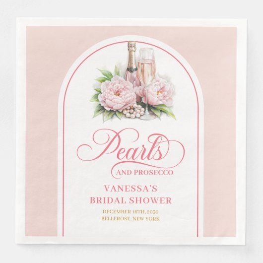 Stylish Pearls and Prosecco Custom Bridal Napkins Servet (Voorkant)