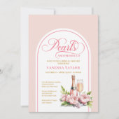Stylish Pearls and Prosecco Shower Invite Card Kaart (Voorkant)