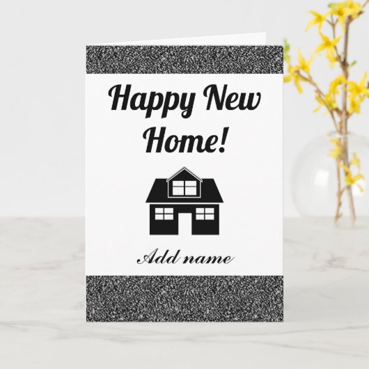 Stylish personalised happy new home card kaart (Gele Bloem)