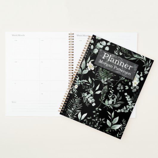 Stylish Personalized Greenery spiral  Planner (Display)