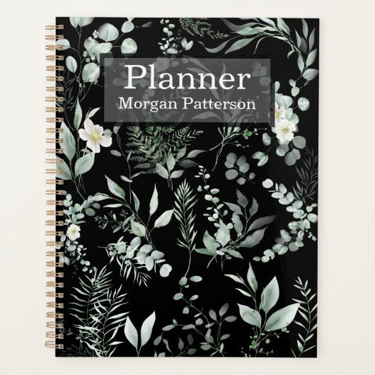 Stylish Personalized Greenery spiral  Planner (Voorkant)