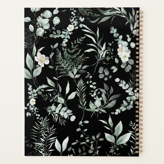 Stylish Personalized Greenery spiral  Planner (Achterkant)