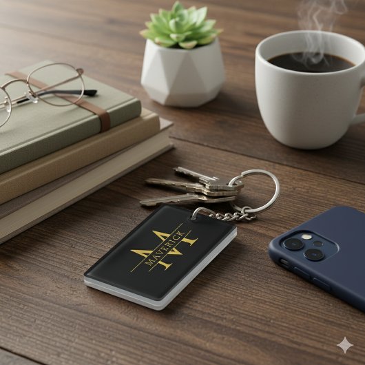 Stylish Personalized Initials Name Acrylic Sleutelhanger